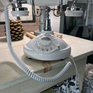 Vintage Style White Corded Telephone